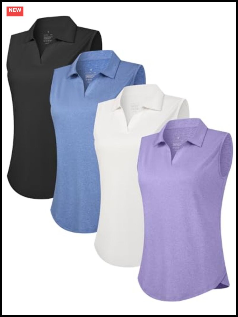 Women Sleeveless Golf Polo Shirts UPF50+ Athletic Tank Tops 4 Pack